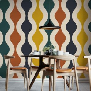 MARION - Papier peint panoramique vintage coloré salle à manger