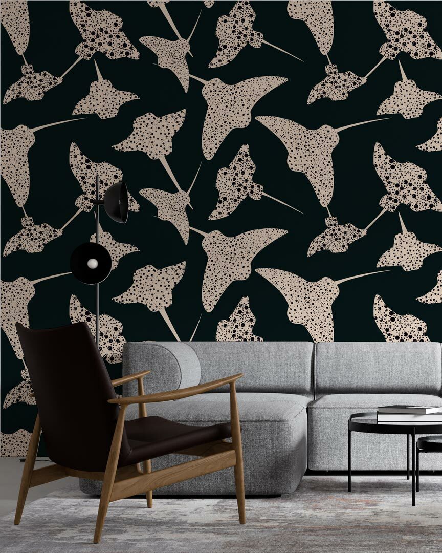 NOE - Papier peint raie manta salon