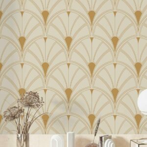 SOLANGE - Papier peint art déco palmier salle de bain