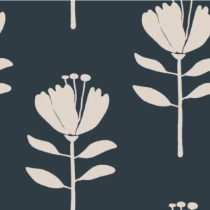 SUZANNE - Papier peint fleur noir et blanc