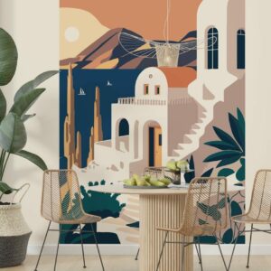 ULYSSE - Poster géant panorama sur les cyclades salle à manger