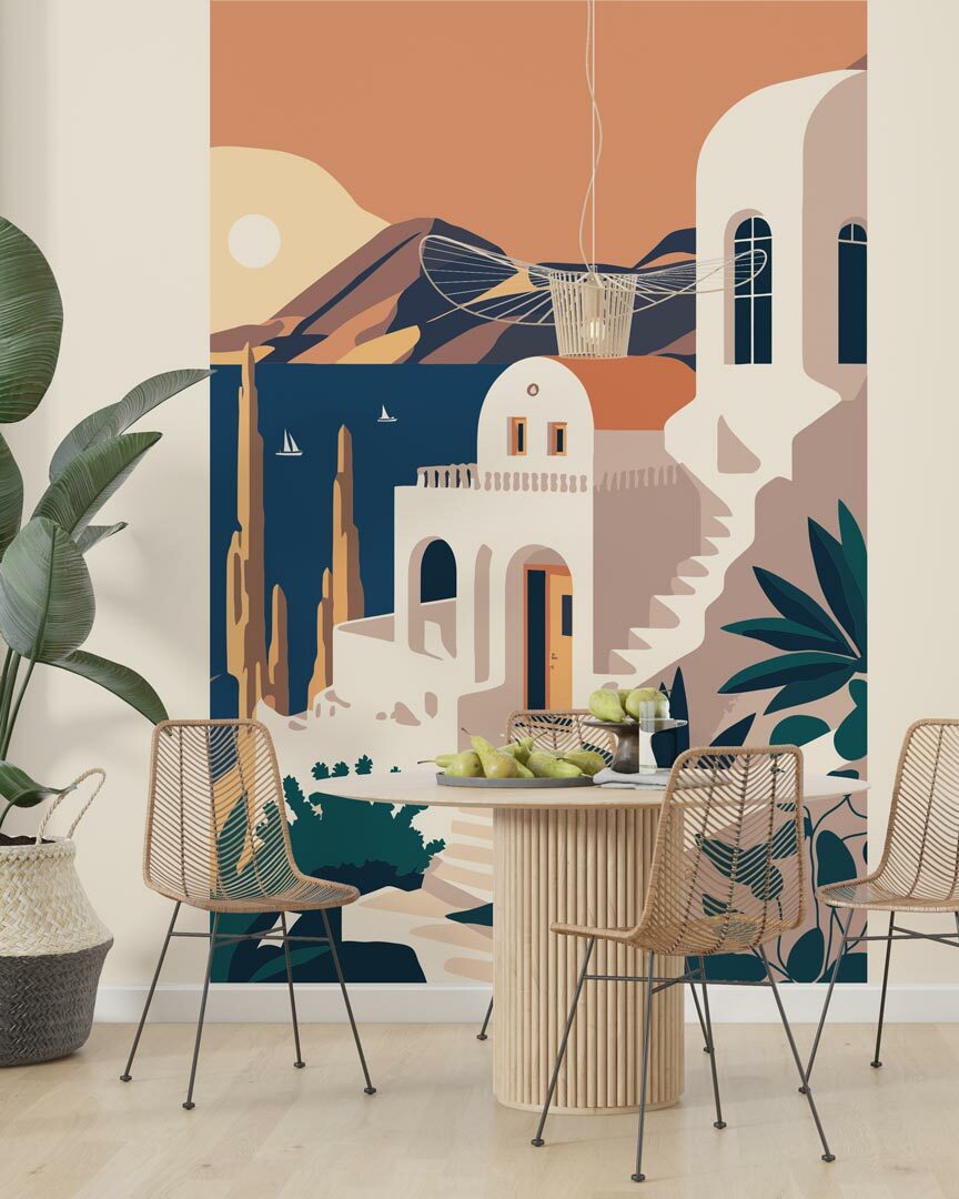 ULYSSE - Poster géant panorama sur les cyclades salle à manger