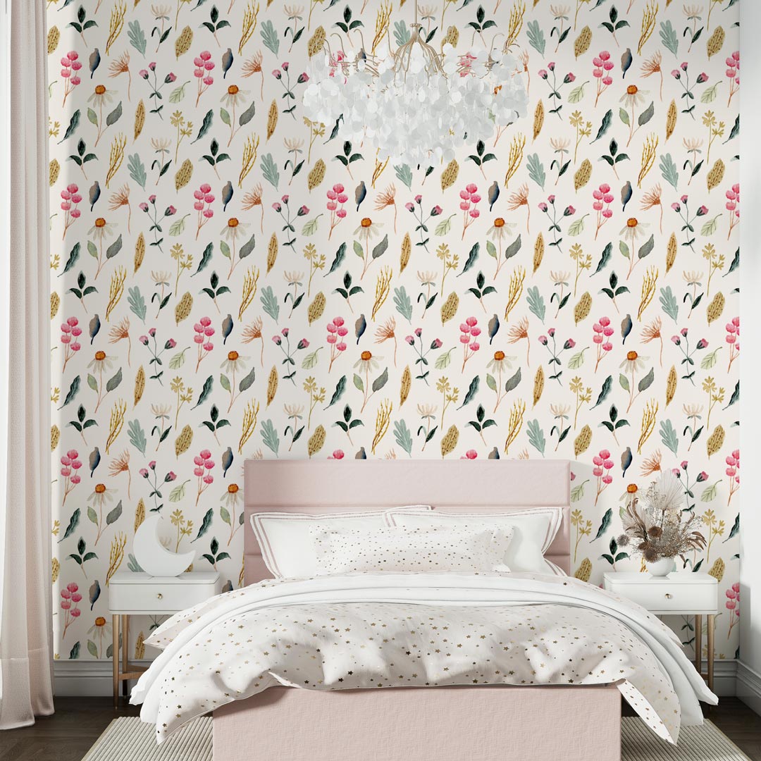 VALENTINE - Papier peint motif floral chambre fille