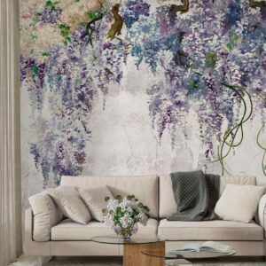 AGNÈS - papier peint panoramique glycine salon