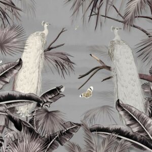 ALEXANDRE - papier peint oiseaux gris