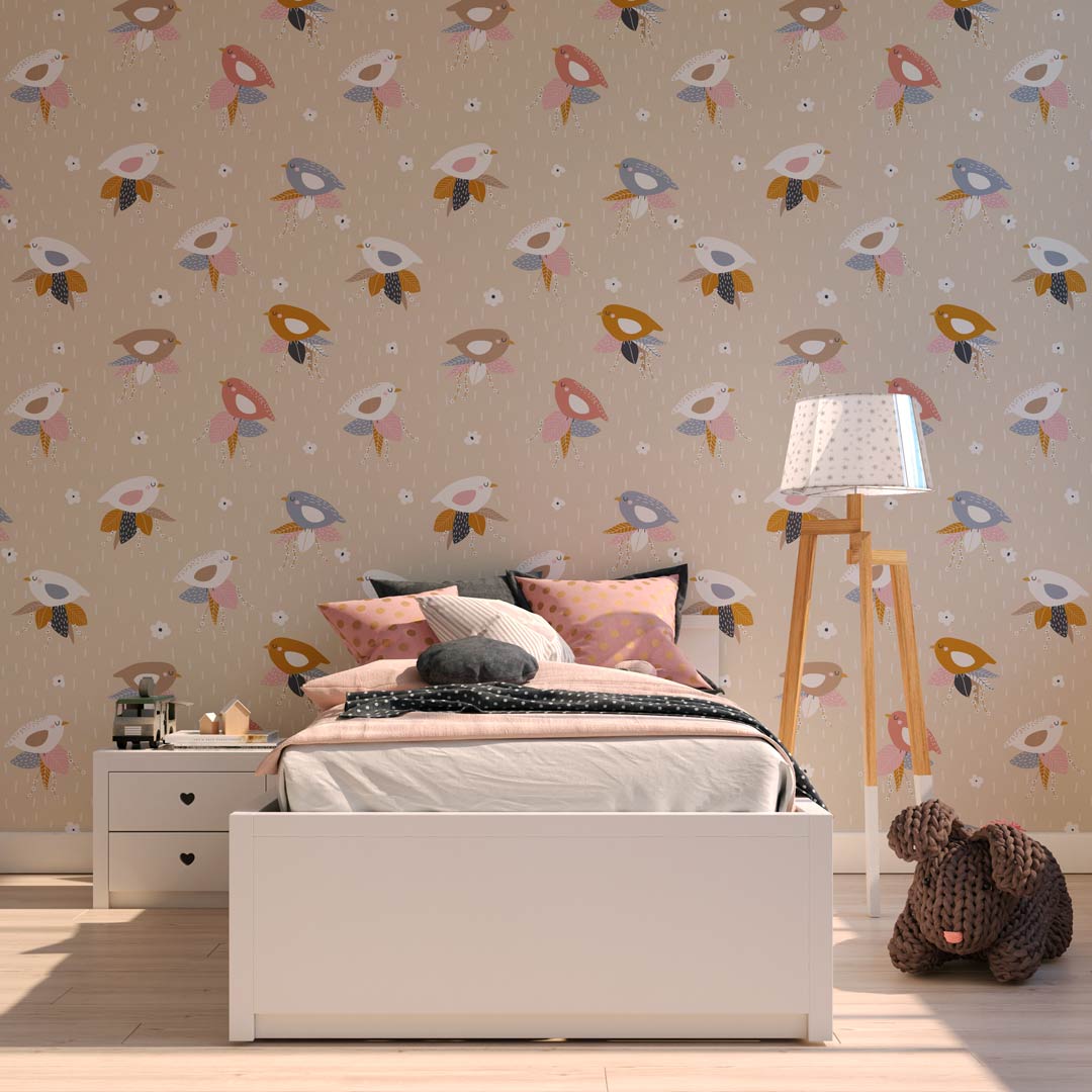 ALYSSIA - papier peint oiseau chambre fille chambre enfant