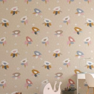 ALYSSIA - papier peint oiseau chambre fille salle de jeux