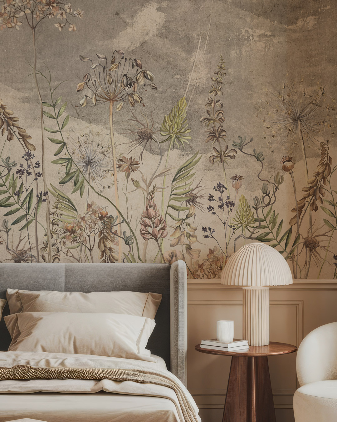 AMANDINE - papier peint grosses fleurs vintage chambre