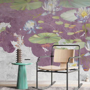 AMBRE - papier peint nénuphar panoramique salon