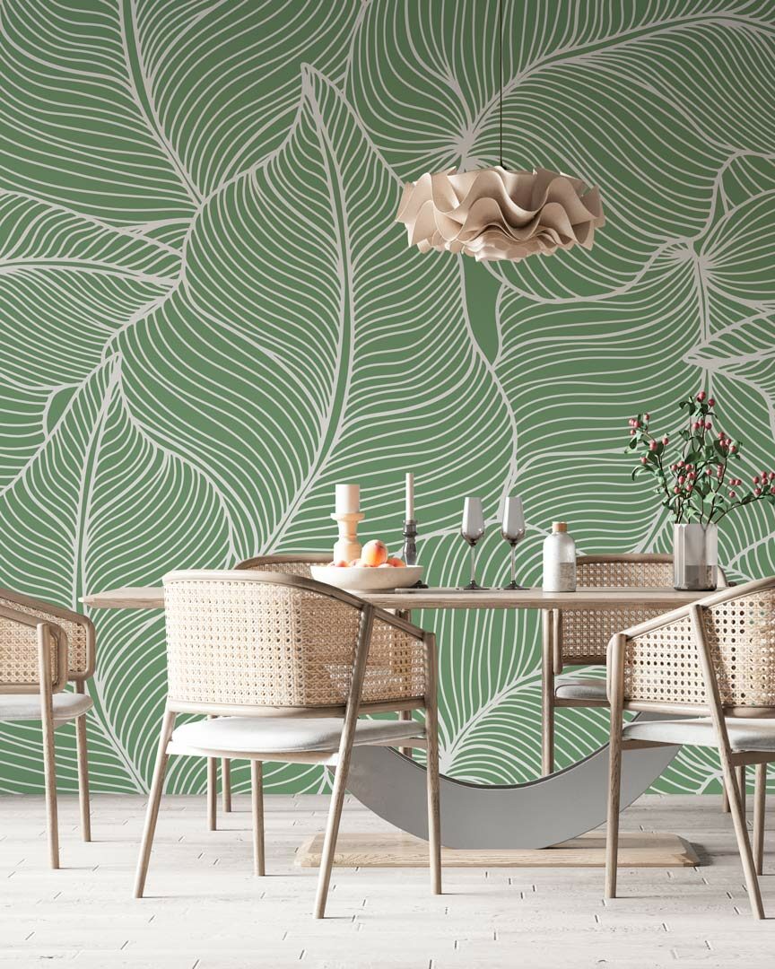 AUBIN - papier peint feuilles tropicales salle à manger