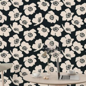 BASTIEN - papier peint floral noir et blanc restaurant