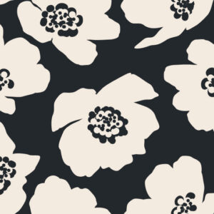 BASTIEN - papier peint floral noir et blanc