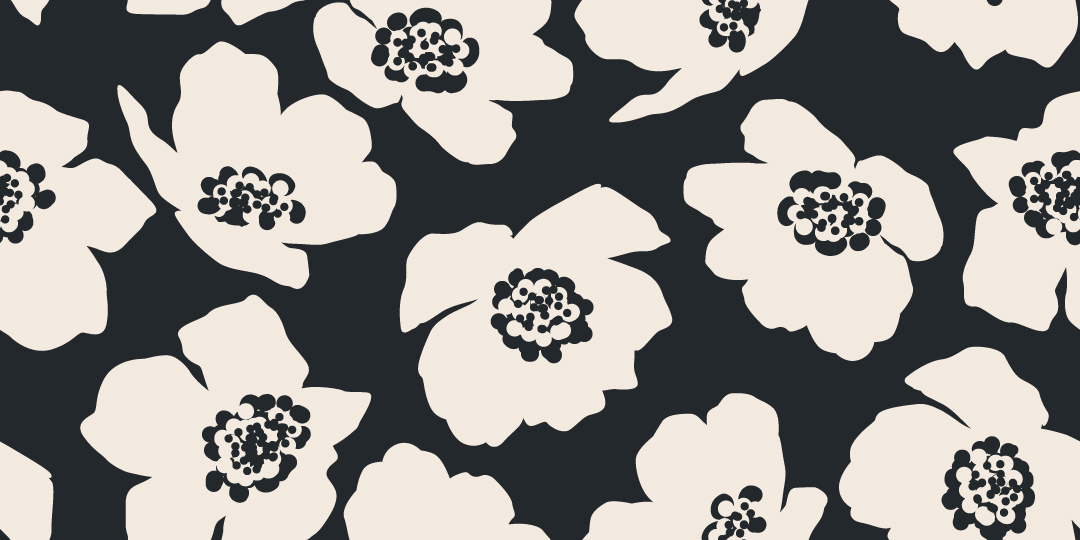 BASTIEN - papier peint floral noir et blanc