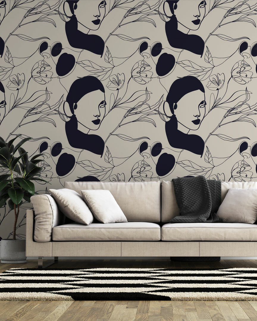 CINTHIA - Papier peint portrait femme salon