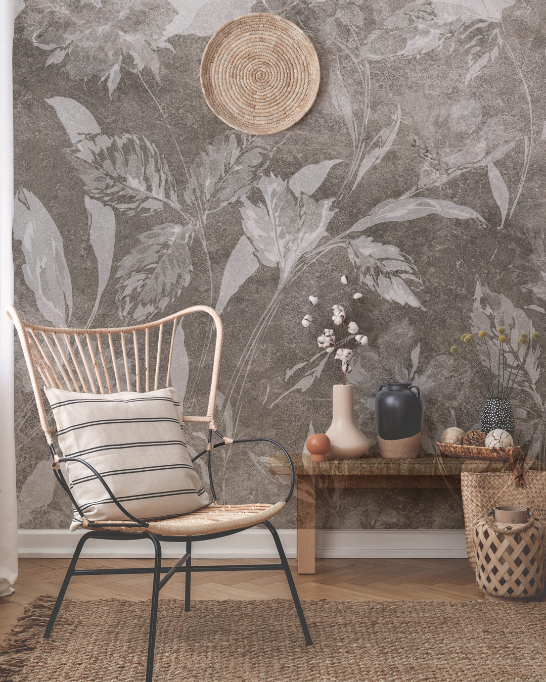 CÔME - tapisserie champetre noir et blanc salon