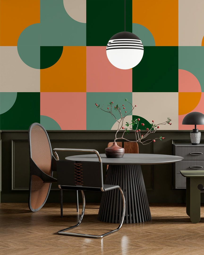 CORTO - papier peint panoramique cubisme salon