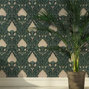 DOMITILLE - Papier peint fleur d'artichaut salon