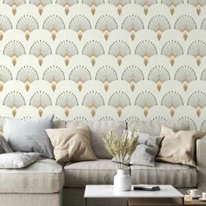 EBBANE - papier peint motif palmier art déco salon