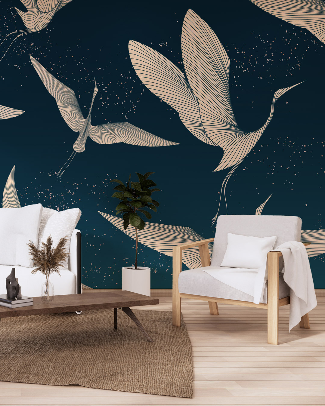 ELIO - papier peint avec oiseaux salon