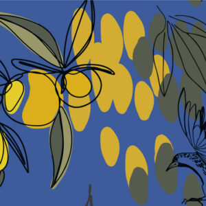 FLEURANGE - Papier peint abstrait citron et oiseau