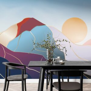 KAÏS - papier peint chaine de montagne coloré salle à manger