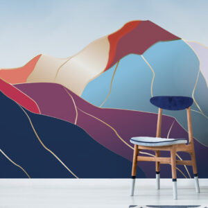 KAÏS - papier peint chaine de montagne coloré salon
