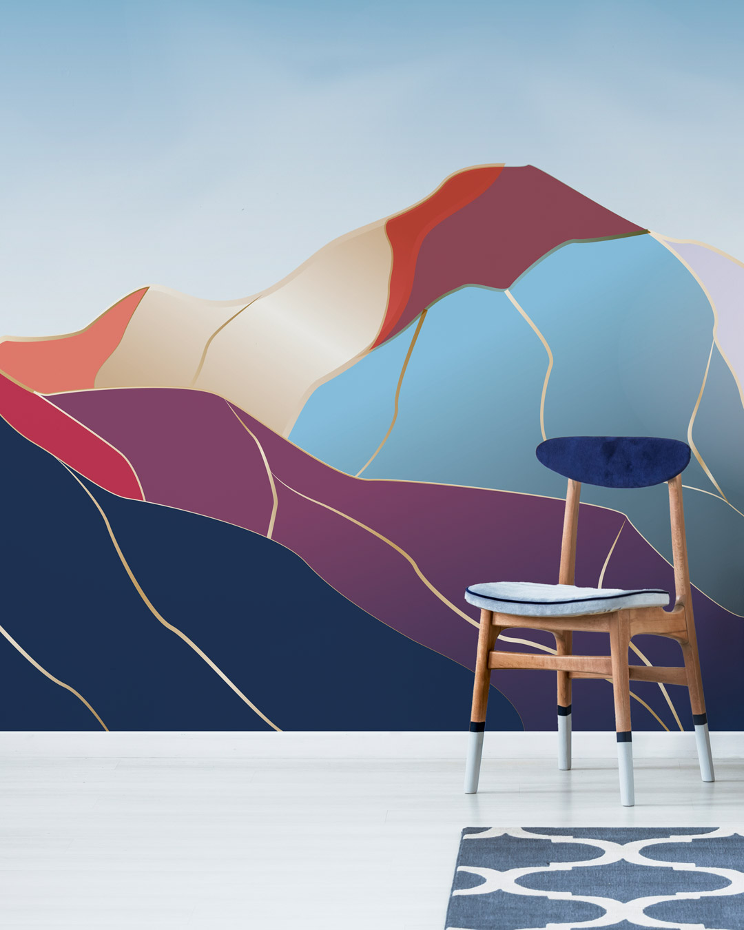 KAÏS - papier peint chaine de montagne coloré salon