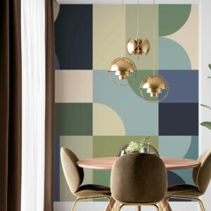 LAURENCE - papier peint géométrique pastel salle à manger