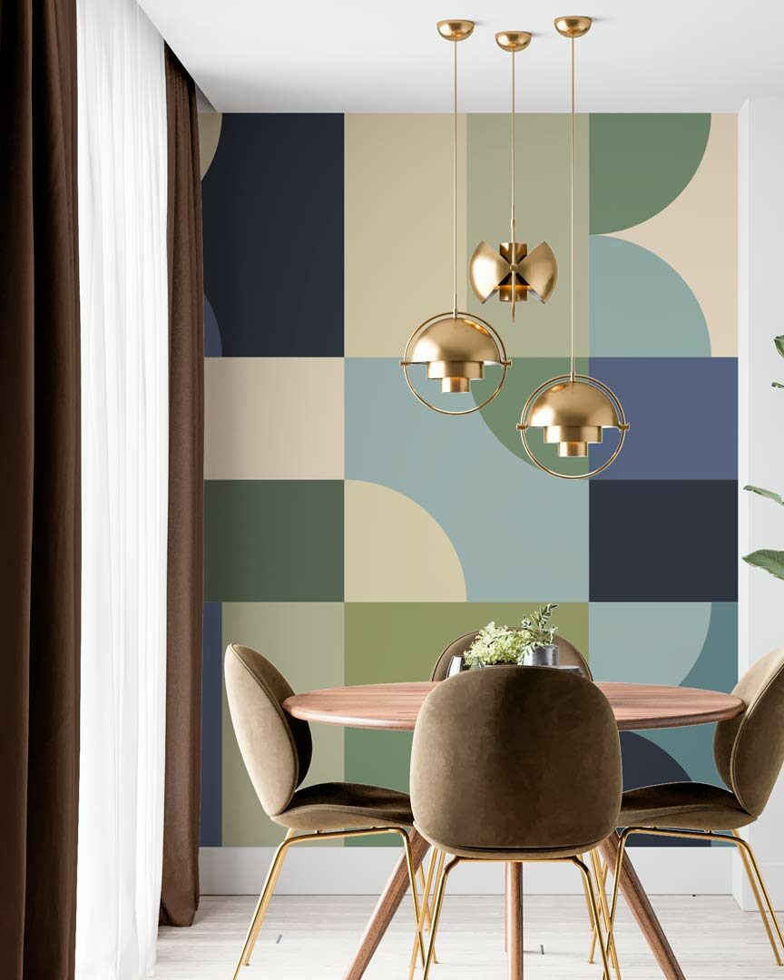 LAURENCE - papier peint géométrique pastel salle à manger