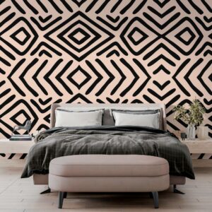 LÉA - papier peint panoramique géométrique noir et blanc chambre