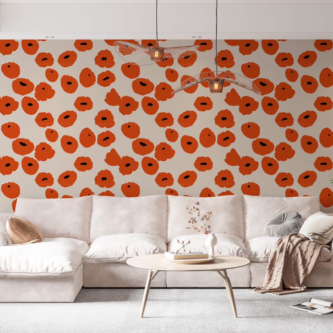 LÉNA - papier peint motif coquelicot salon