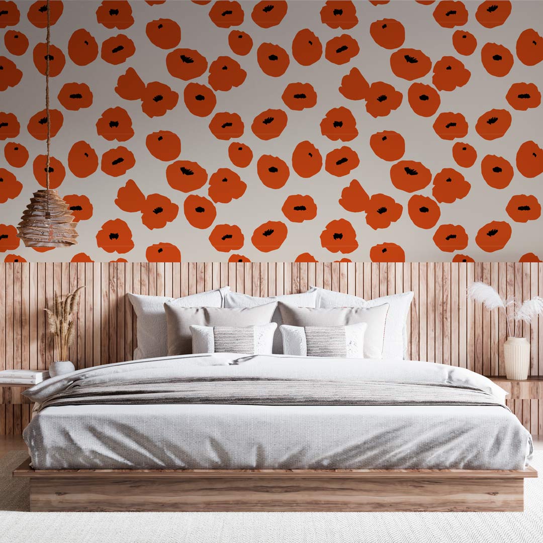 LÉNA - papier peint motif coquelicot chambre