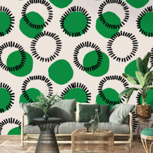 MALIA - Papier peint wax vert salon