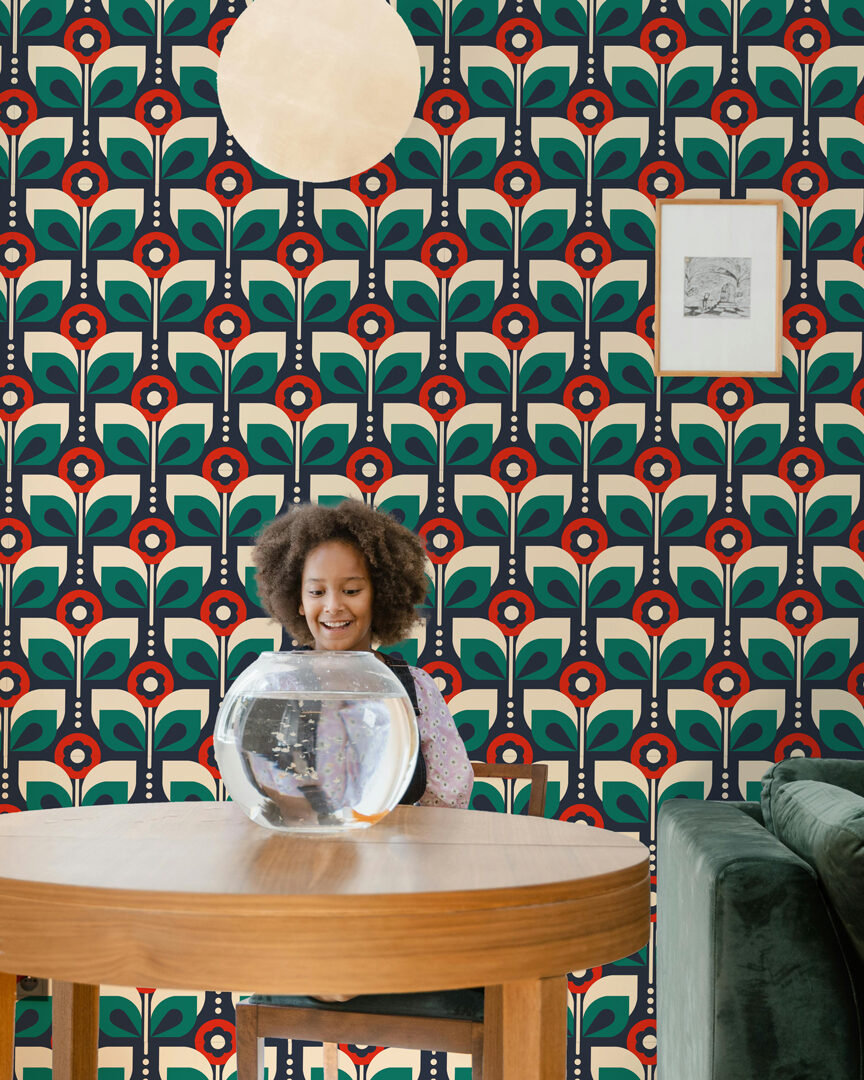 MANO - papier peint fleurs vintage salon