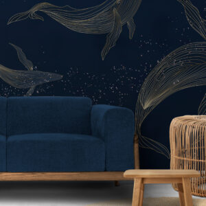 MATHÉO - papier peint panoramique baleine salon