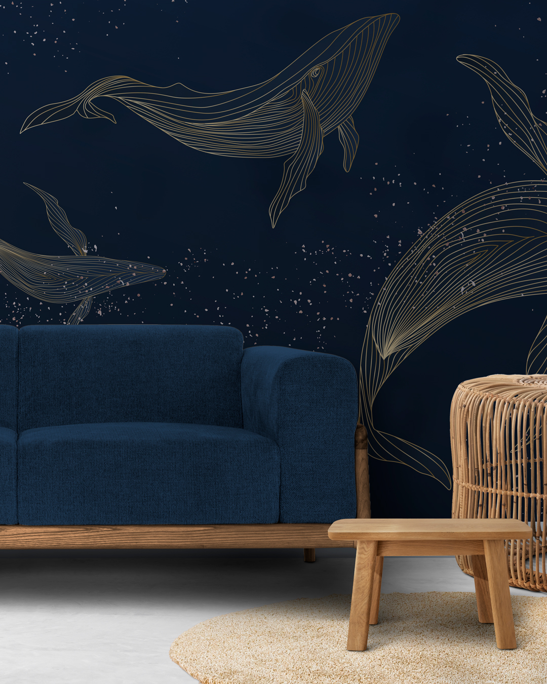 MATHÉO - papier peint panoramique baleine salon