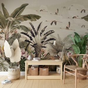 MAUDE - tapisserie tropicale jaune salon