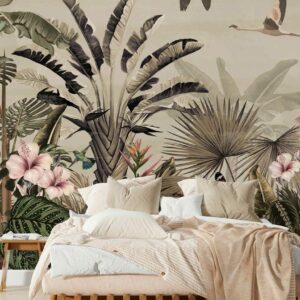 MAUDE - tapisserie tropicale jaune chambre