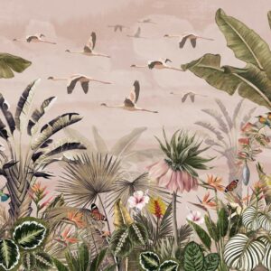 MAUDE - tapisserie tropicale rose