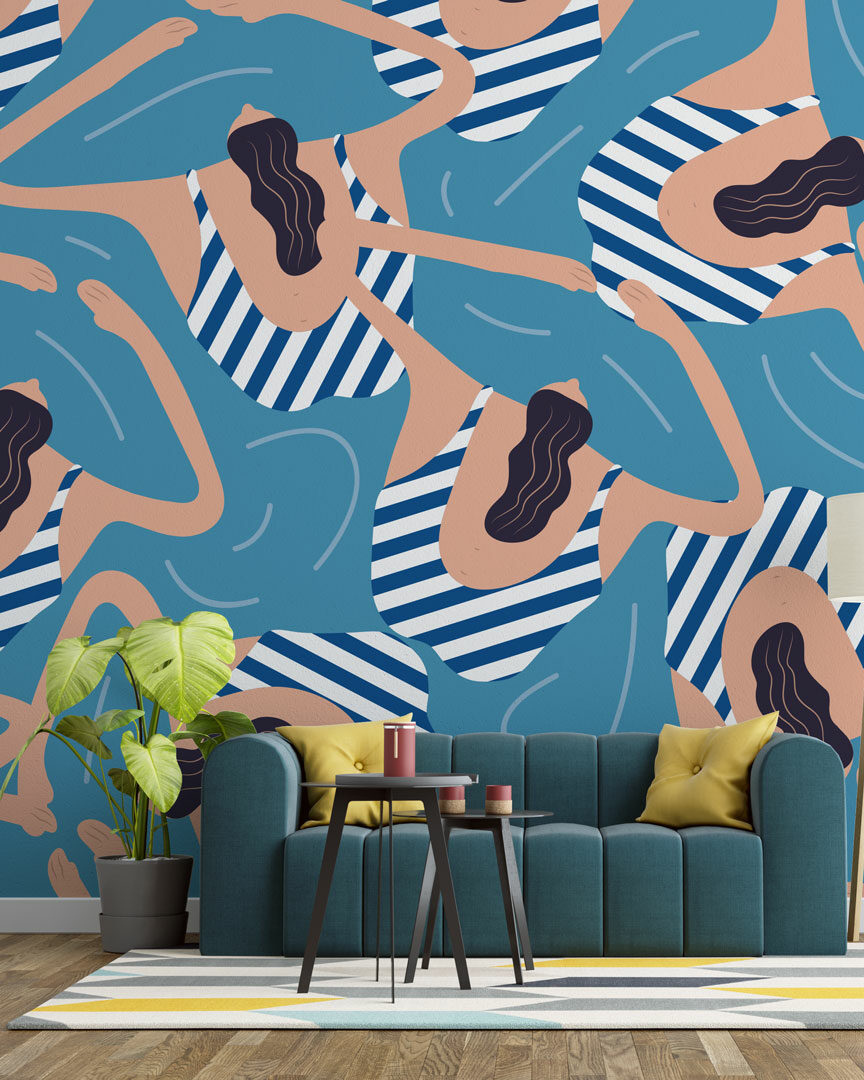 MAURICETTE - Papier peint baignade salon