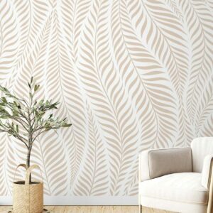 MILO - papier peint panoramique feuillage beige bureau