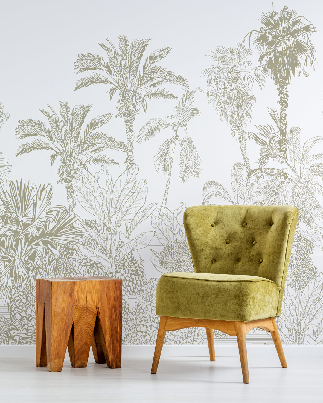 NORA - Papier peint palmier vert salon