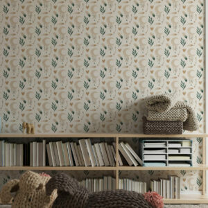 OMBELINE - Papier peint boho enfant bibliothèque