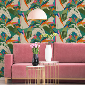 RÉMI - tapisserie perroquets pastel salon