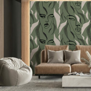 ROSELIE - Papier peint femme et feuille salon