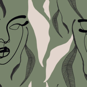 ROSELIE - Papier peint femme et feuille