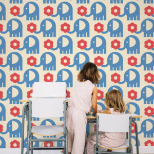 SAM - papier peint éléphant vintage bébé chambre fillette