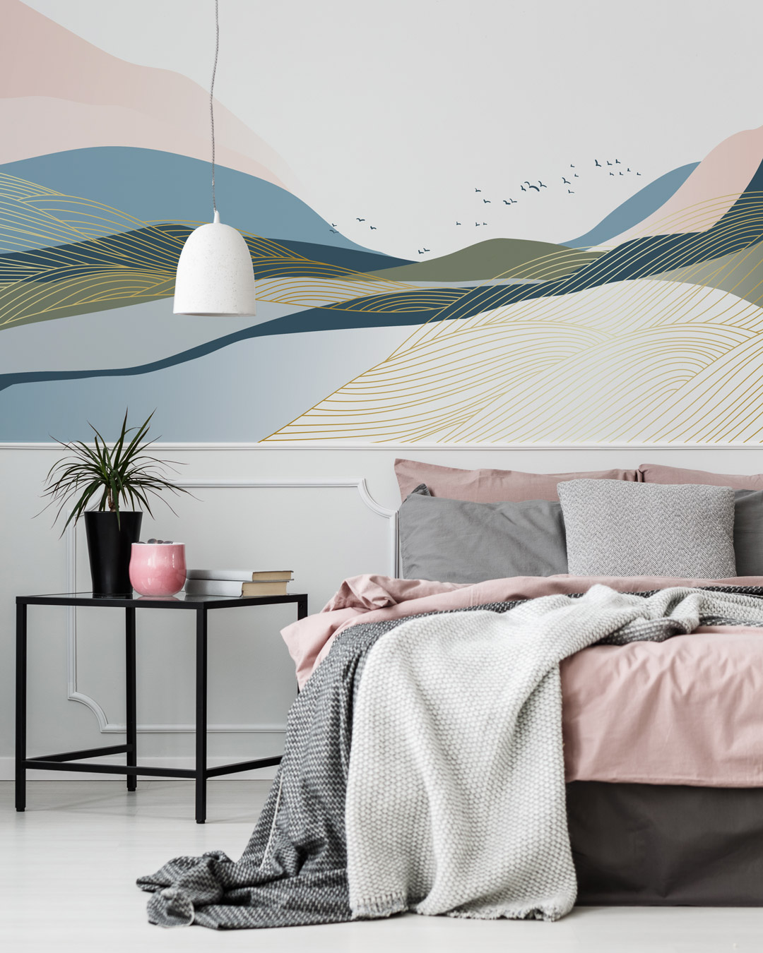 SOFIA - Tapisserie montagne chambre soubassement