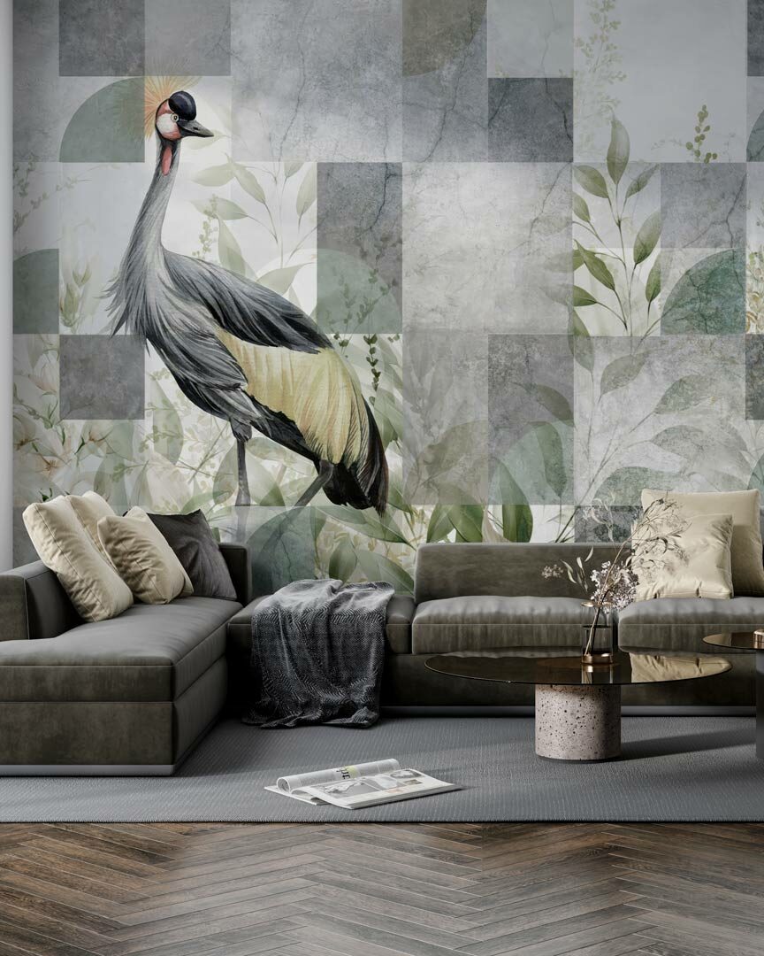 THAÏS - papier peint panoramique collage oiseau salon