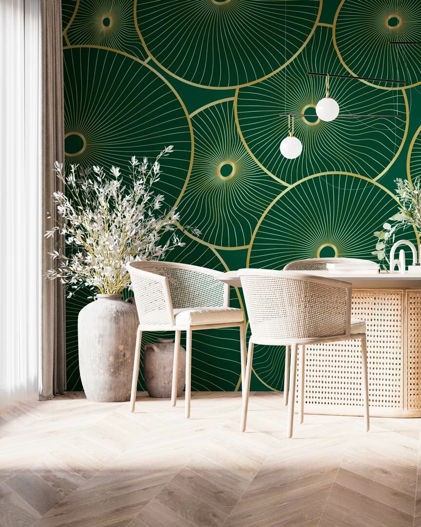 THAO - papier peint nénuphar graphique salon